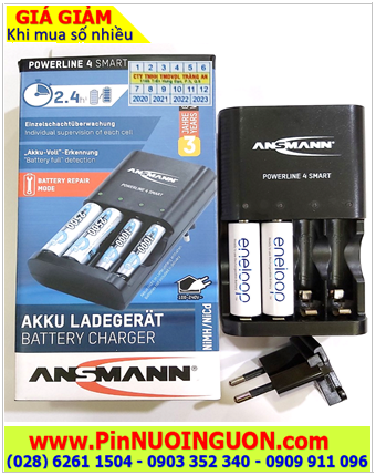 Ansman Powerline 4Smart _Bộ sạc kèm 2 pin sạc Eneloop BK-3MCCE/2BT (AA2000mAh 1.2v)